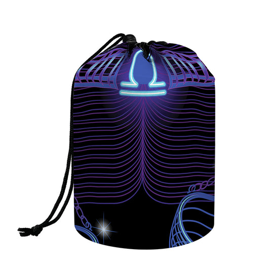 Dark Libra Zodiac Sign Print Drawstring Makeup Bag
