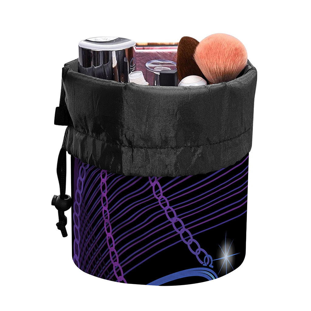 Dark Libra Zodiac Sign Print Drawstring Makeup Bag