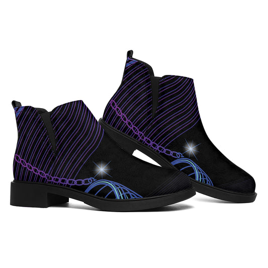 Dark Libra Zodiac Sign Print Flat Ankle Boots