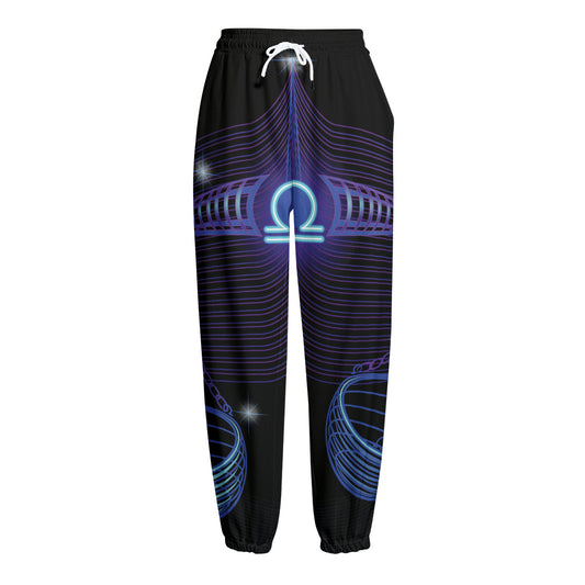 Dark Libra Zodiac Sign Print Fleece Lined Knit Pants