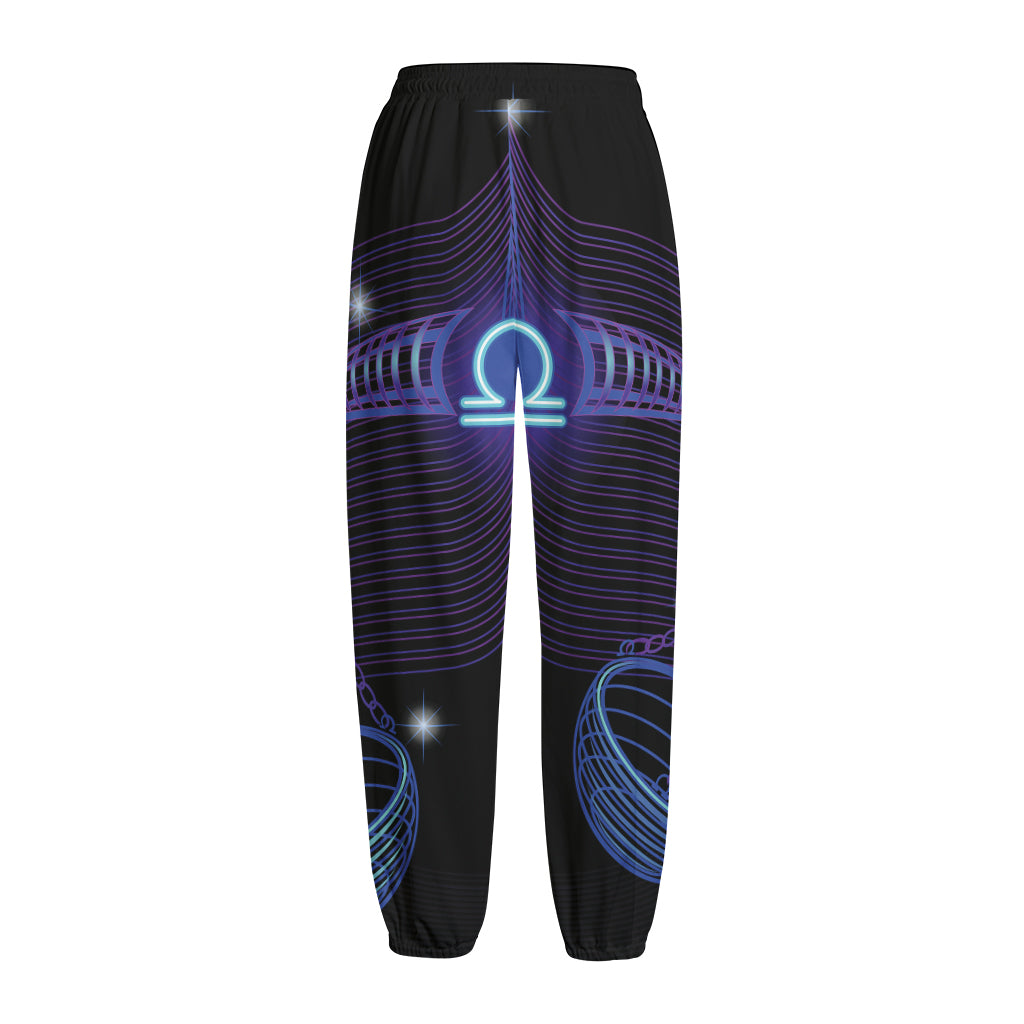 Dark Libra Zodiac Sign Print Fleece Lined Knit Pants