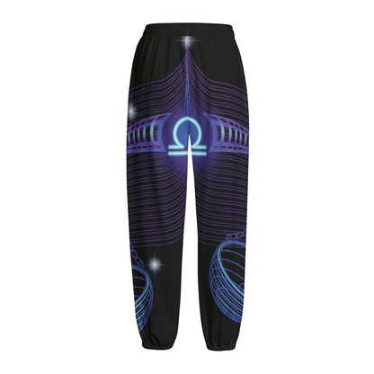 Dark Libra Zodiac Sign Print Fleece Lined Knit Pants