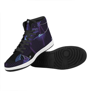 Dark Libra Zodiac Sign Print High Top Leather Sneakers