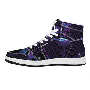 Dark Libra Zodiac Sign Print High Top Leather Sneakers