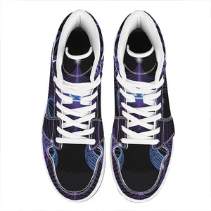 Dark Libra Zodiac Sign Print High Top Leather Sneakers