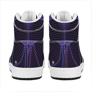 Dark Libra Zodiac Sign Print High Top Leather Sneakers