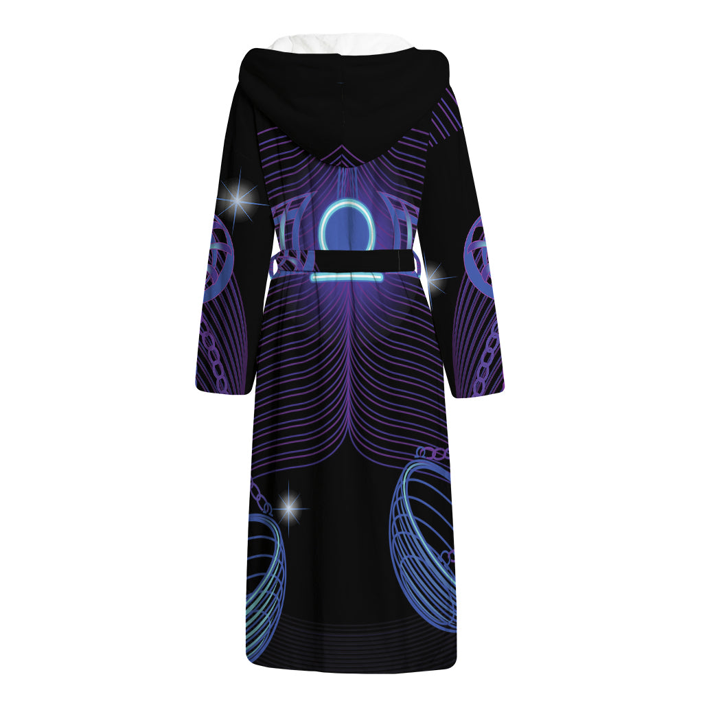 Dark Libra Zodiac Sign Print Hooded Bathrobe