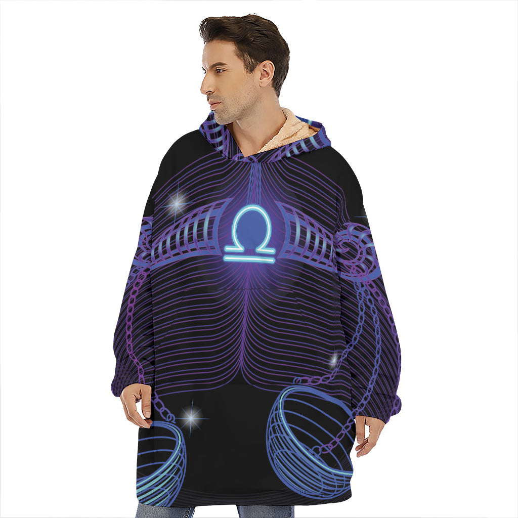 Dark Libra Zodiac Sign Print Hoodie Blanket
