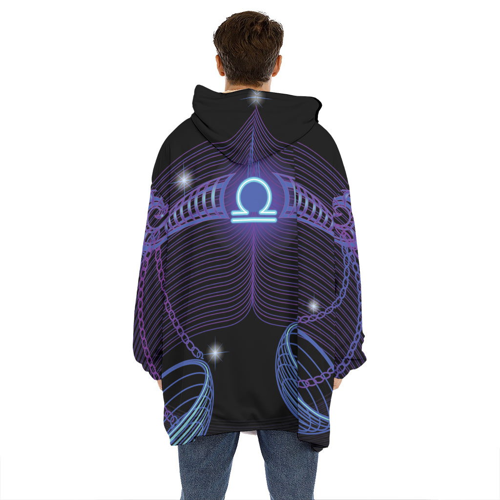 Dark Libra Zodiac Sign Print Hoodie Blanket