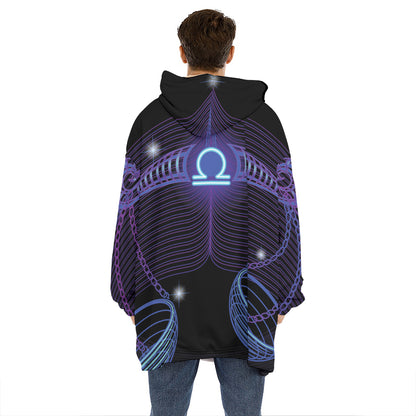 Dark Libra Zodiac Sign Print Hoodie Blanket