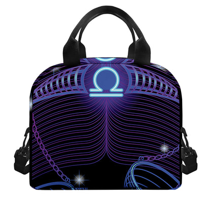 Dark Libra Zodiac Sign Print Insulated Lunch Bag