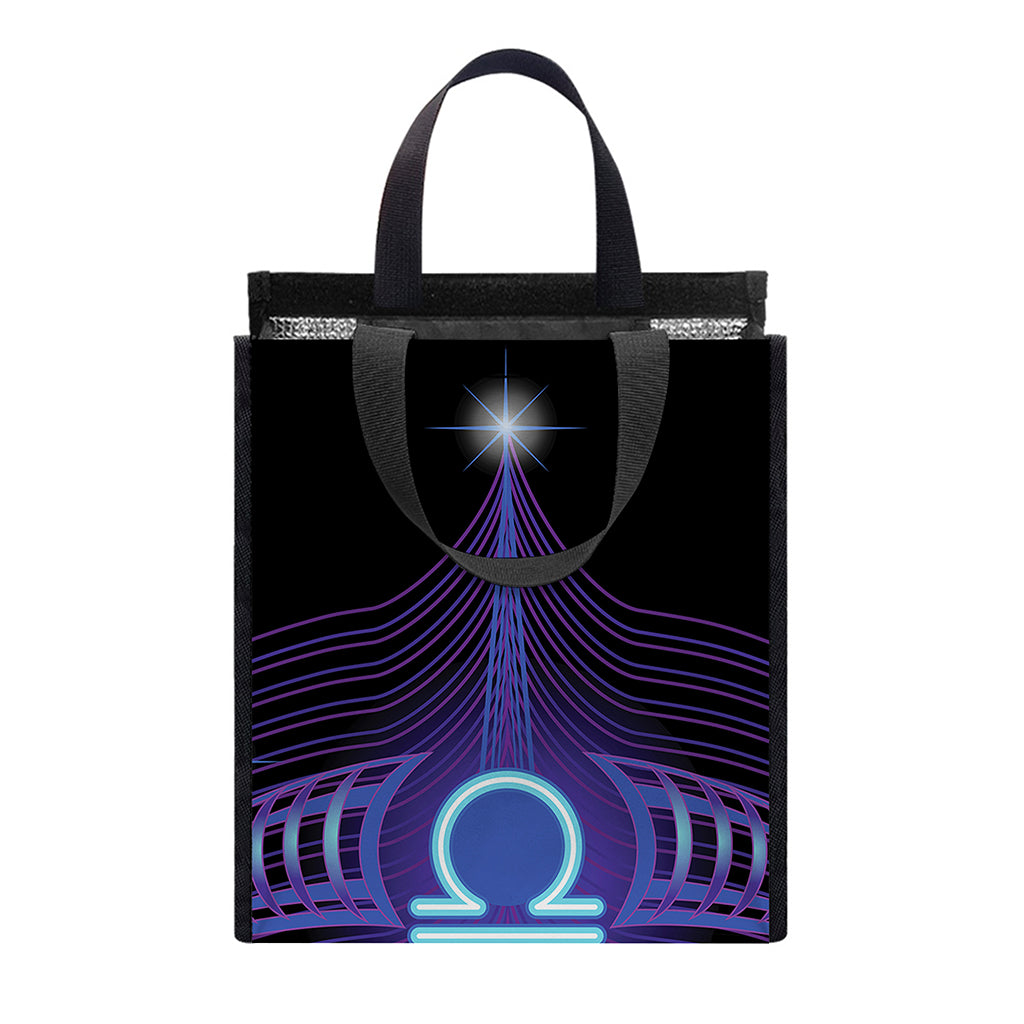 Dark Libra Zodiac Sign Print Insulated Lunch Tote