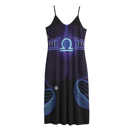 Dark Libra Zodiac Sign Print Jersey Midi Cami Dress