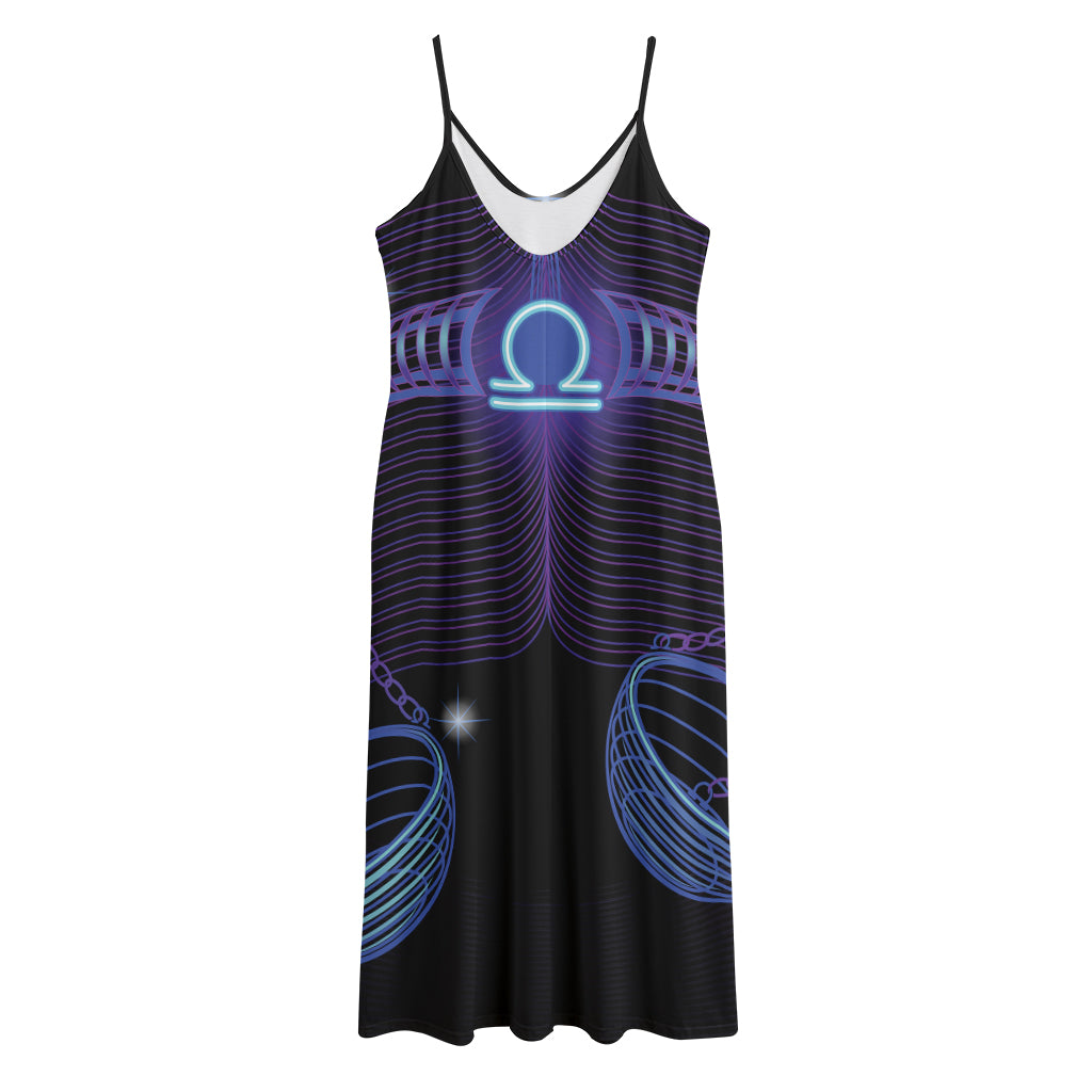 Dark Libra Zodiac Sign Print Jersey Midi Cami Dress