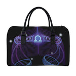 Dark Libra Zodiac Sign Print Leather Duffle Bag