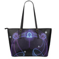 Dark Libra Zodiac Sign Print Leather Tote Bag With Zipper