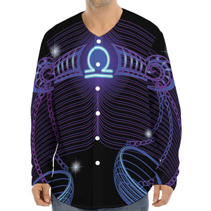 Dark Libra Zodiac Sign Print Long Sleeve Baseball Jersey