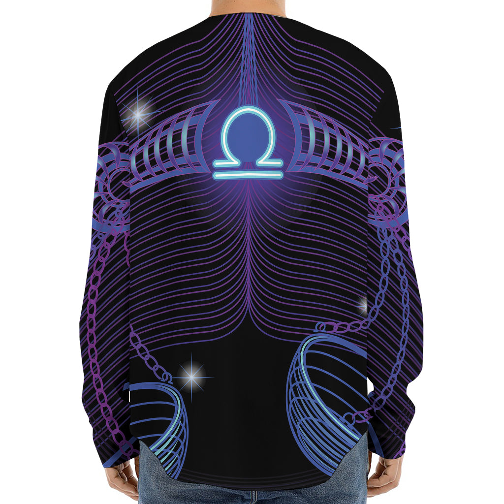 Dark Libra Zodiac Sign Print Long Sleeve Baseball Jersey