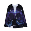 Dark Libra Zodiac Sign Print Long Sleeve Short Coat