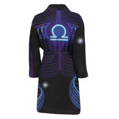 Dark Libra Zodiac Sign Print Men's Bathrobe