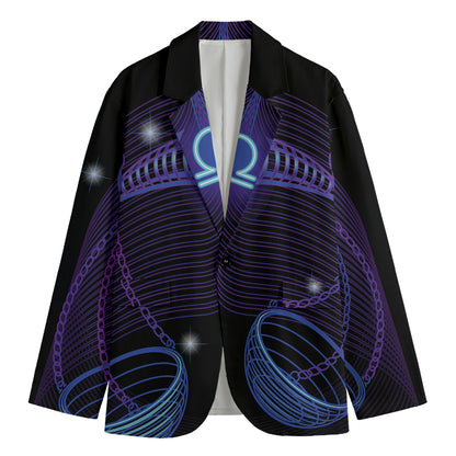 Dark Libra Zodiac Sign Print Men's Blazer