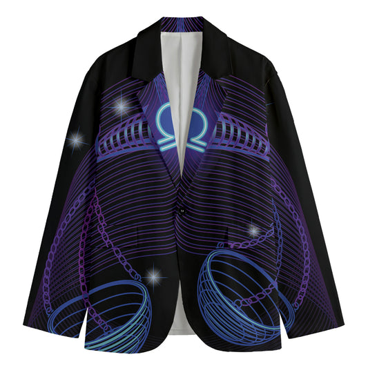 Dark Libra Zodiac Sign Print Men's Blazer
