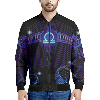 Dark Libra Zodiac Sign Print Men's Bomber Jacket