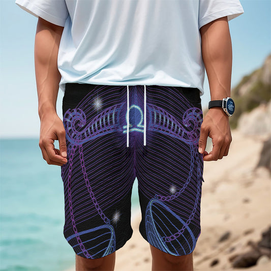 Dark Libra Zodiac Sign Print Men's Cargo Shorts