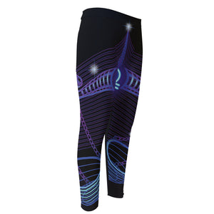 Dark Libra Zodiac Sign Print Men's Compression Pants