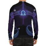 Dark Libra Zodiac Sign Print Men's Long Sleeve Rash Guard