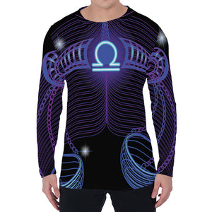 Dark Libra Zodiac Sign Print Men's Long Sleeve T-Shirt