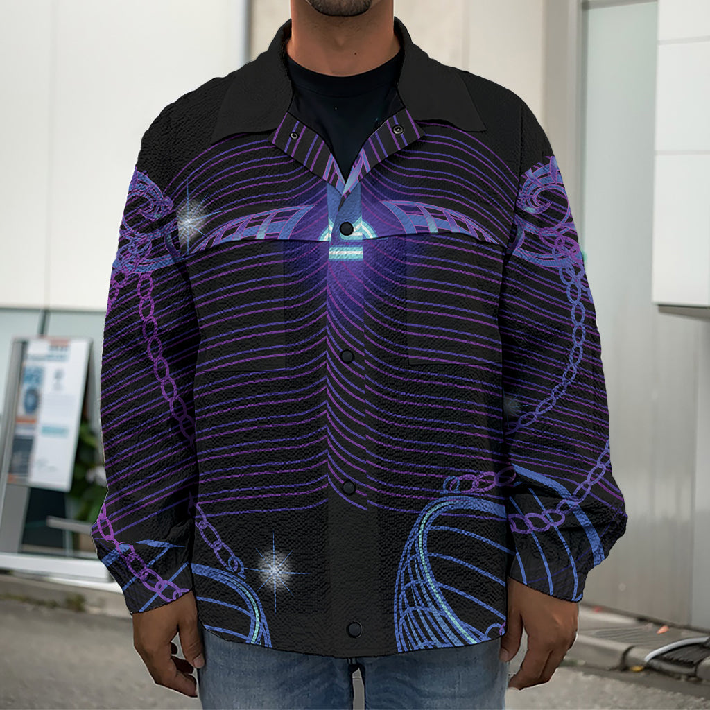 Dark Libra Zodiac Sign Print Men's Shirt Jacket