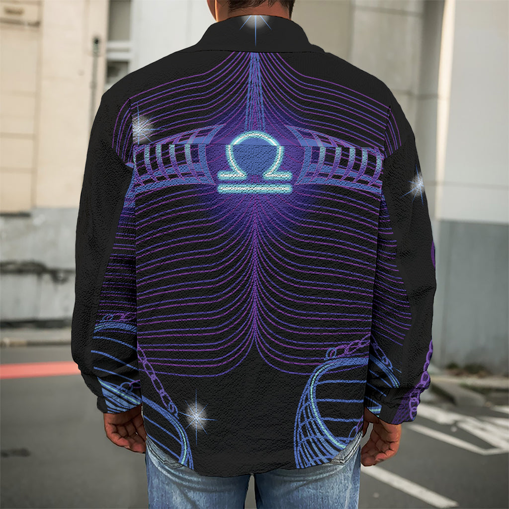 Dark Libra Zodiac Sign Print Men's Shirt Jacket