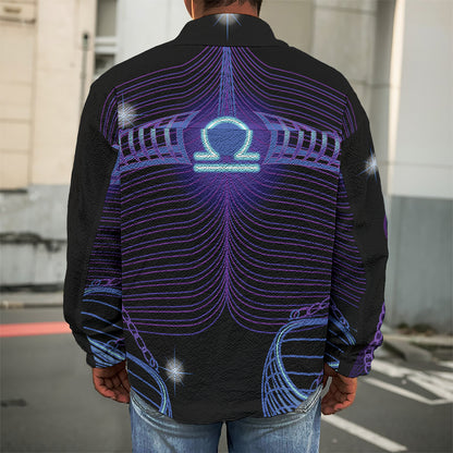Dark Libra Zodiac Sign Print Men's Shirt Jacket
