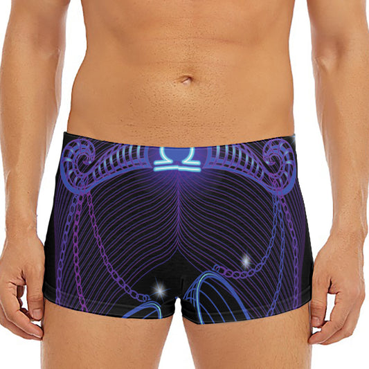 Dark Libra Zodiac Sign Print Men's Short Boxer Briefs