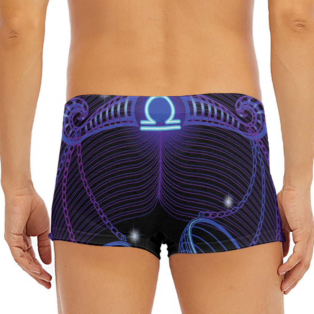 Dark Libra Zodiac Sign Print Men's Short Boxer Briefs