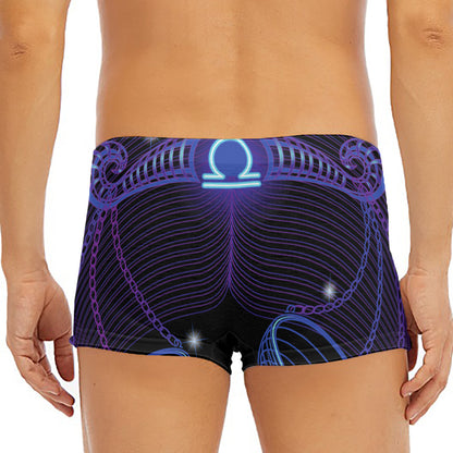 Dark Libra Zodiac Sign Print Men's Short Boxer Briefs