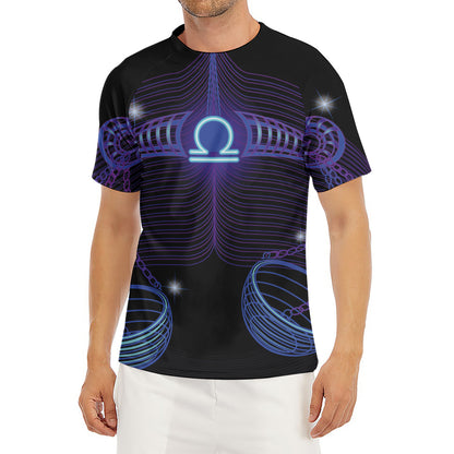 Dark Libra Zodiac Sign Print Men's Short Sleeve Rash Guard