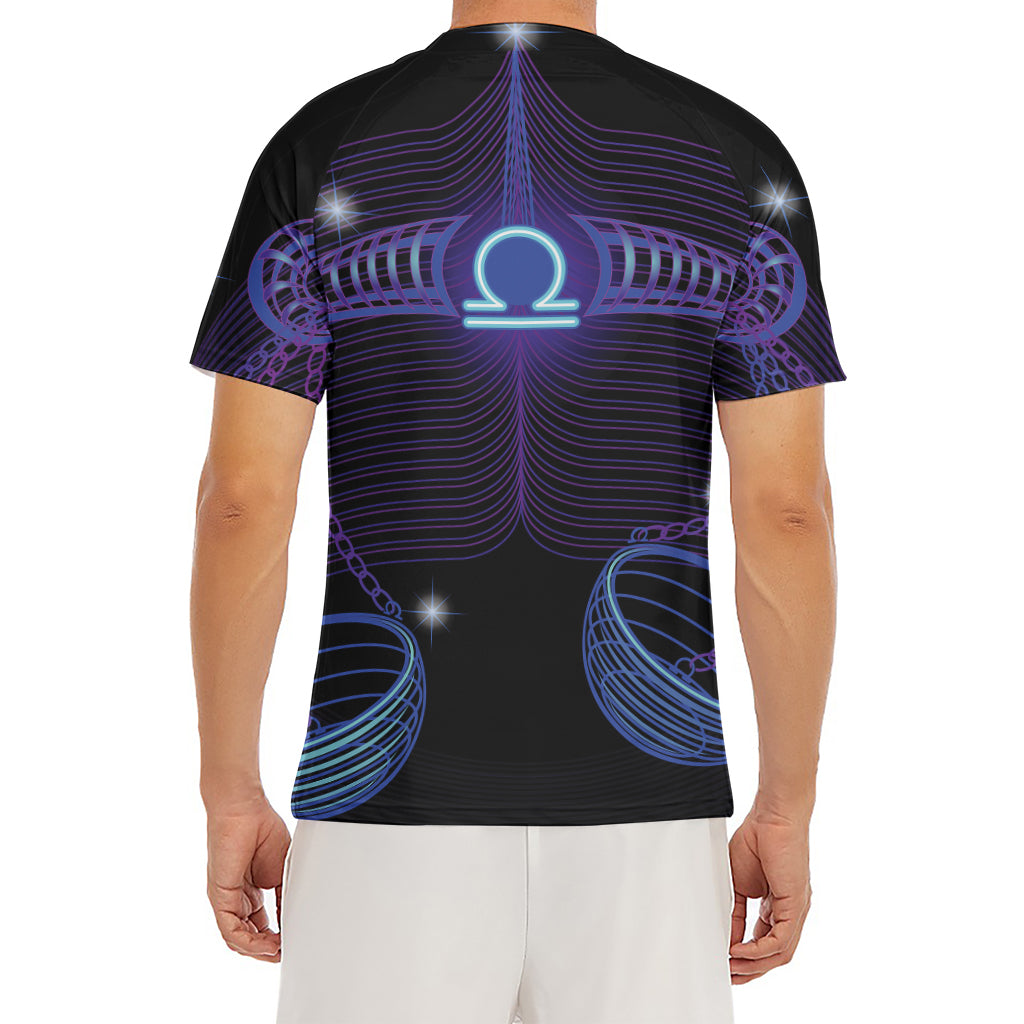 Dark Libra Zodiac Sign Print Men's Short Sleeve Rash Guard