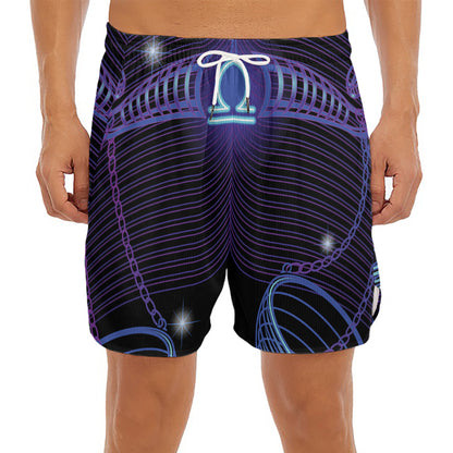 Dark Libra Zodiac Sign Print Men's Split Running Shorts