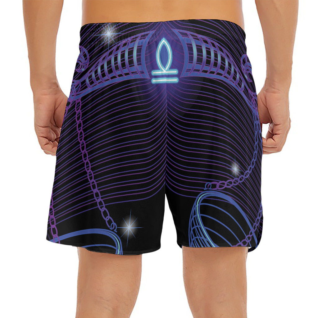 Dark Libra Zodiac Sign Print Men's Split Running Shorts