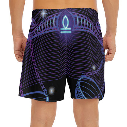 Dark Libra Zodiac Sign Print Men's Split Running Shorts