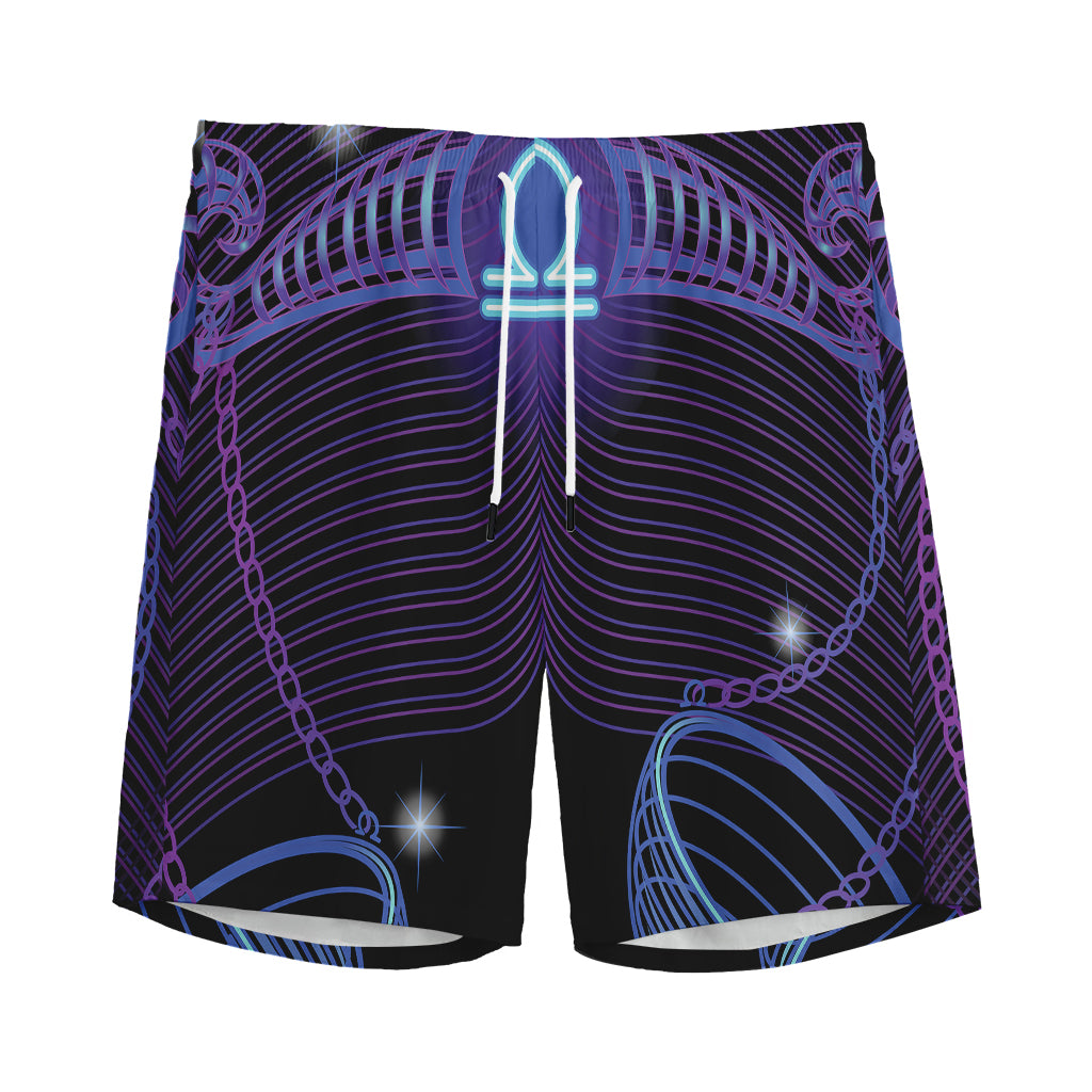 Dark Libra Zodiac Sign Print Men's Sports Shorts