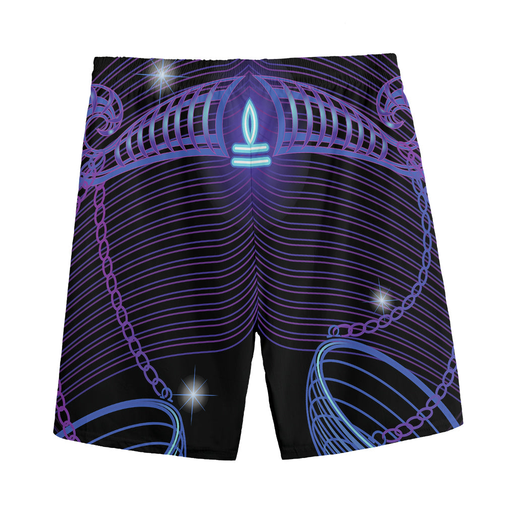 Dark Libra Zodiac Sign Print Men's Sports Shorts