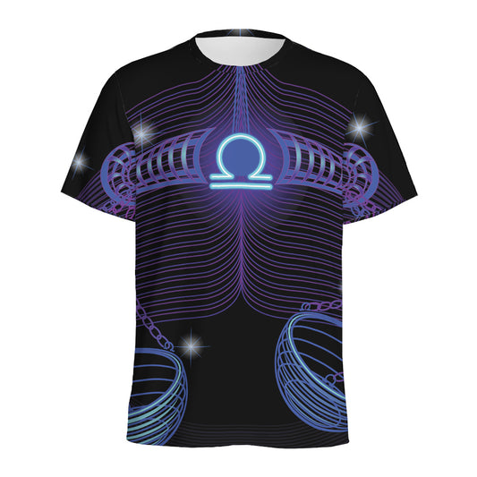 Dark Libra Zodiac Sign Print Men's Sports T-Shirt