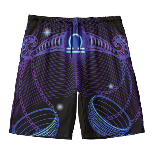 Dark Libra Zodiac Sign Print Men's Swim Trunks