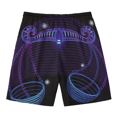 Dark Libra Zodiac Sign Print Men's Swim Trunks