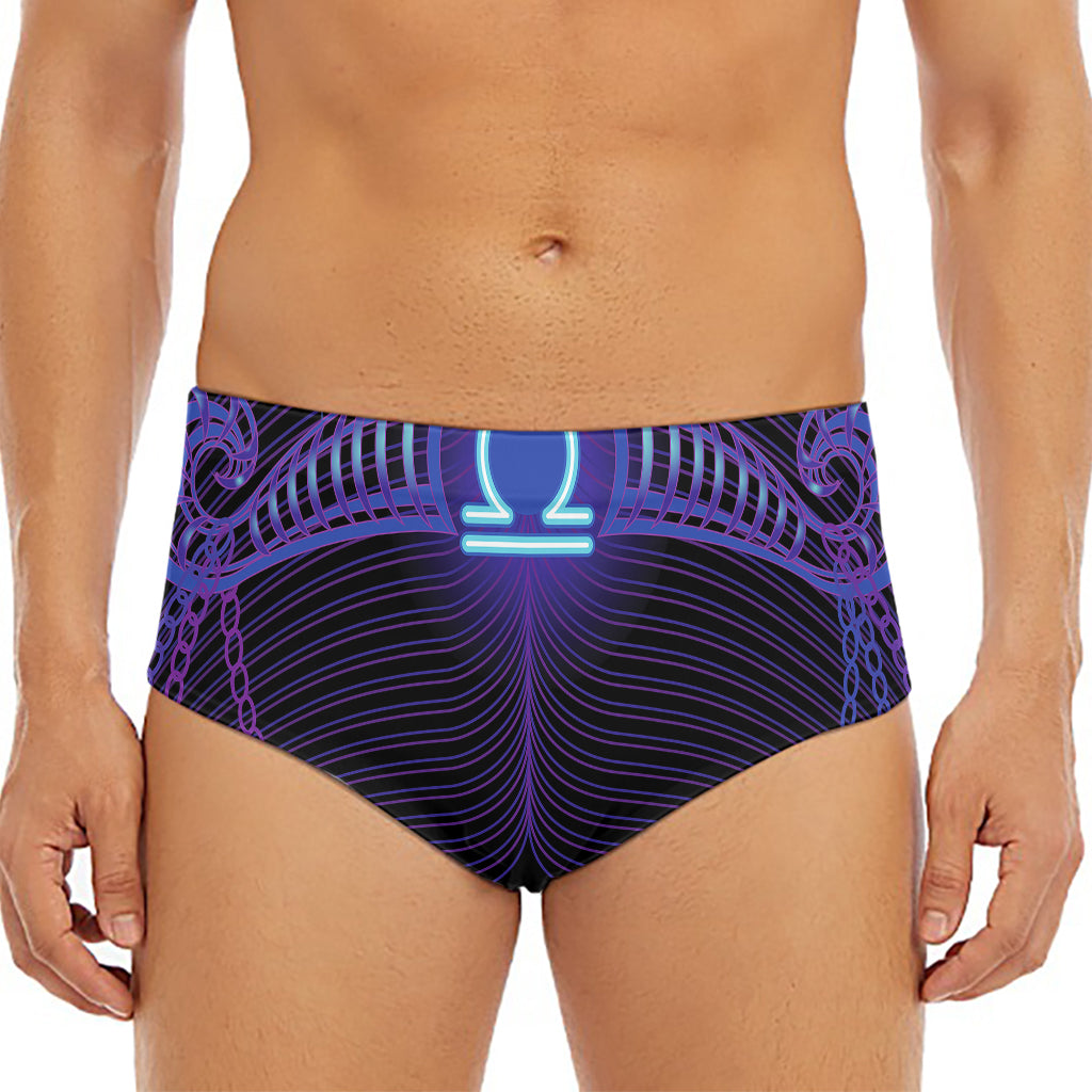 Dark Libra Zodiac Sign Print Men's Triangle Swim Briefs