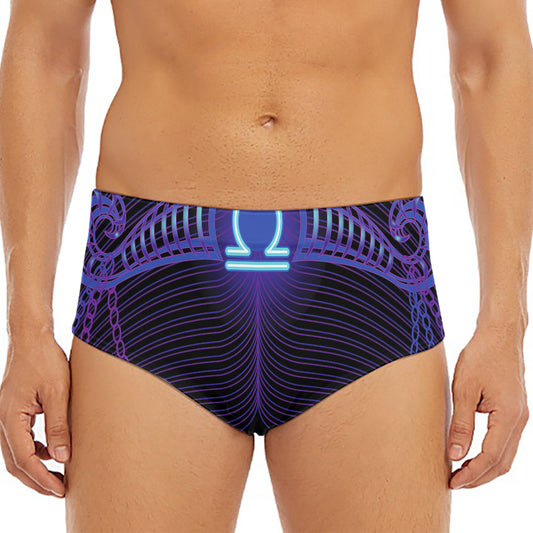 Dark Libra Zodiac Sign Print Men's Triangle Swim Briefs