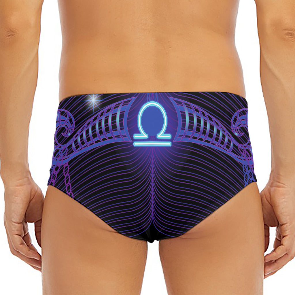 Dark Libra Zodiac Sign Print Men's Triangle Swim Briefs